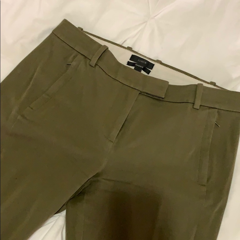 J. Crew Maddie pant in olive green, zipper pockets